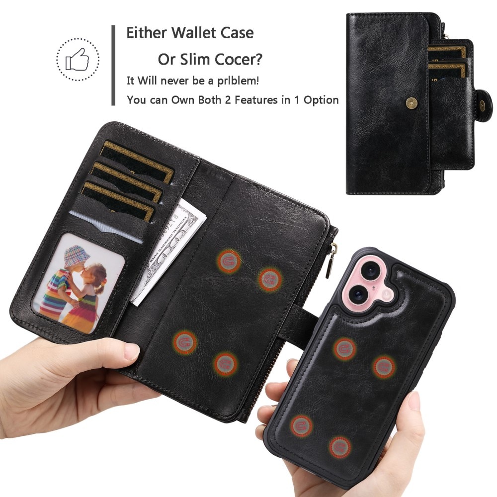 iPhone 16 Magnet Leather Multi-Wallet schwarz