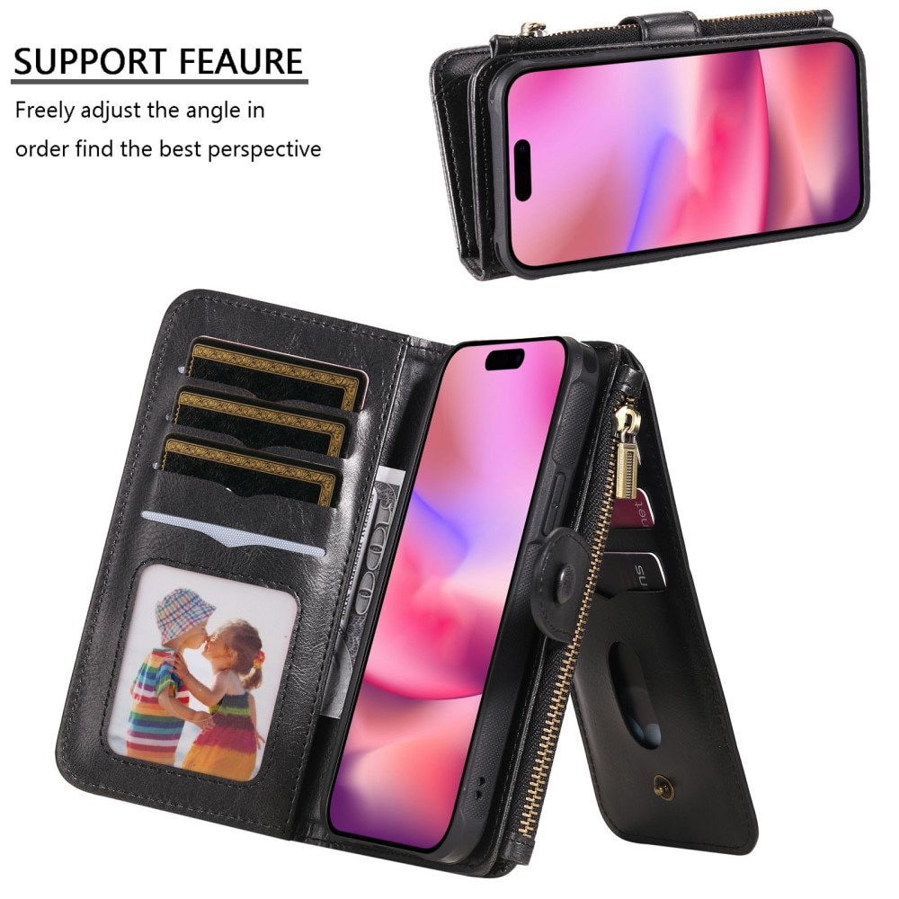 iPhone 16 Magnet Leather Multi-Wallet schwarz