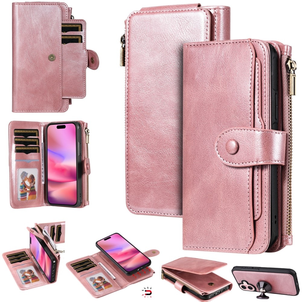 iPhone 16 Magnet Leather Multi-Wallet rosa