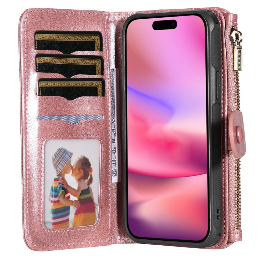 iPhone 16 Magnet Leather Multi-Wallet rosa