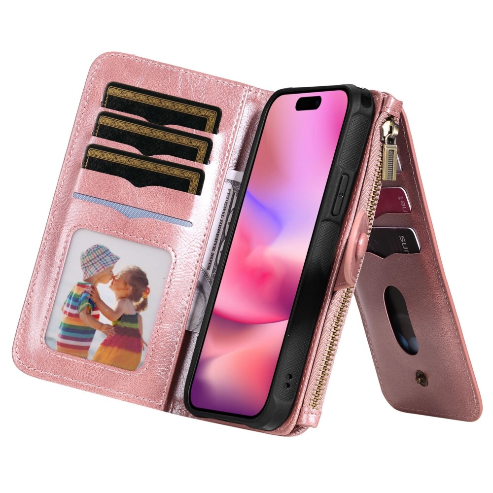 iPhone 16 Magnet Leather Multi-Wallet rosa