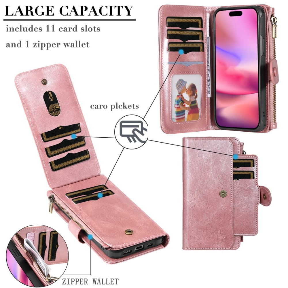 iPhone 16 Magnet Leather Multi-Wallet rosa