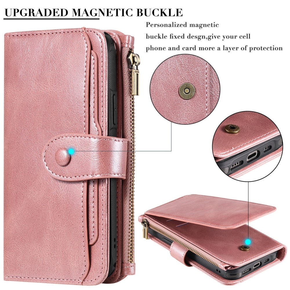 iPhone 16 Magnet Leather Multi-Wallet rosa