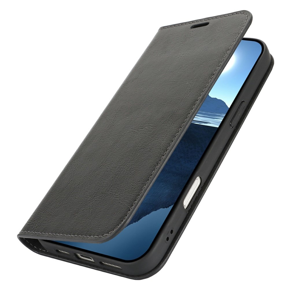 iPhone 16 Handytasche aus Echtem Leder schwarz