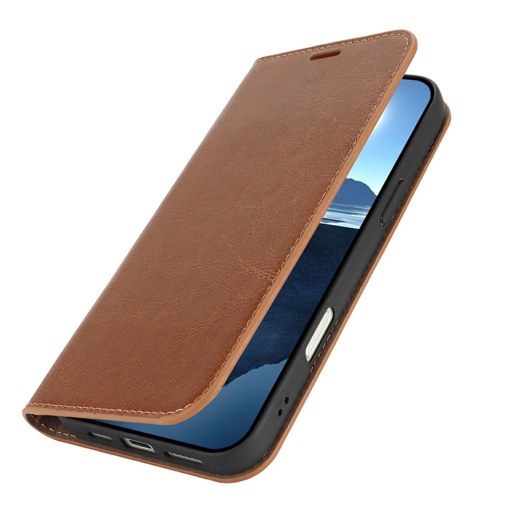 iPhone 16 Plus Handytasche aus Echtem Leder braun