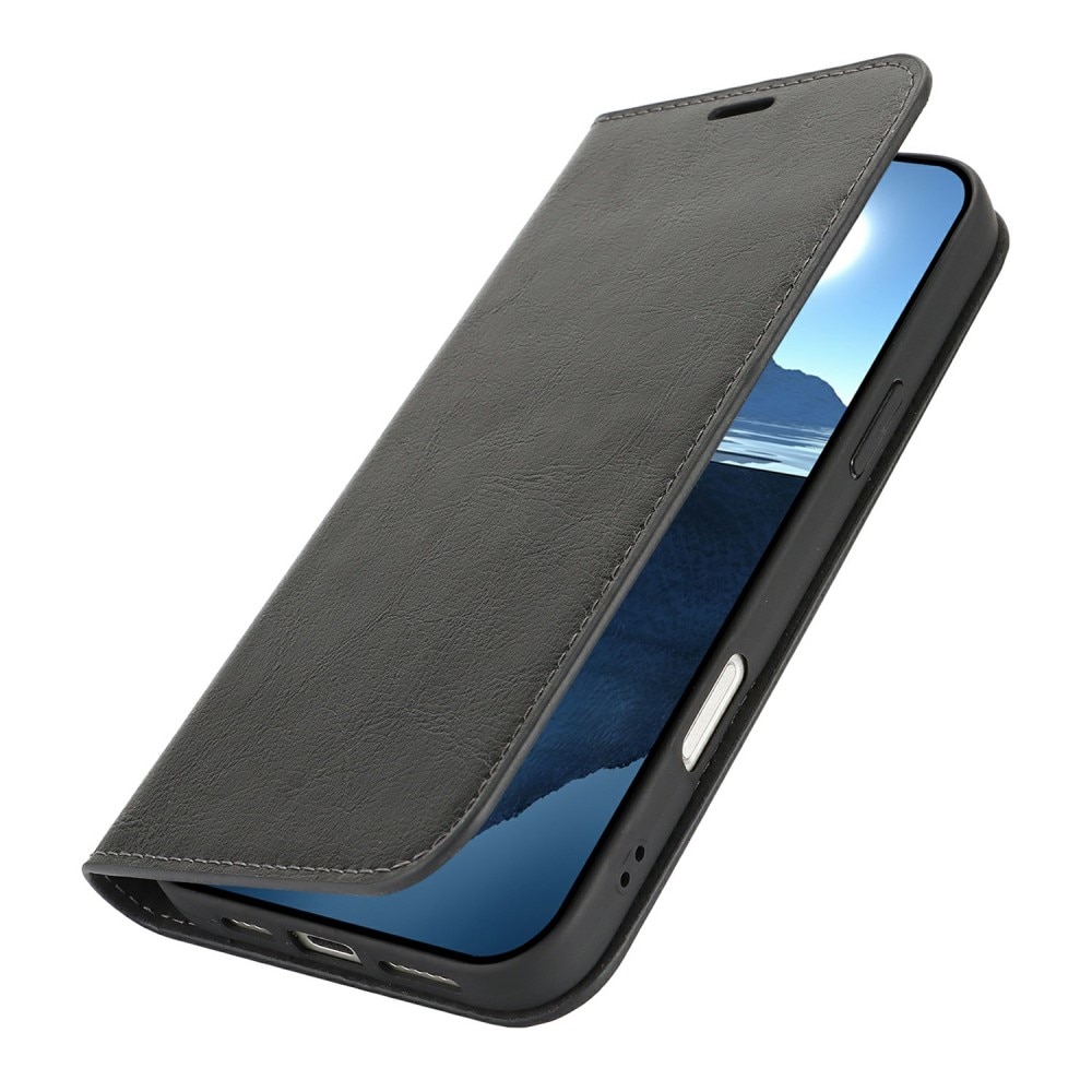 iPhone 16 Pro Handytasche aus Echtem Leder schwarz