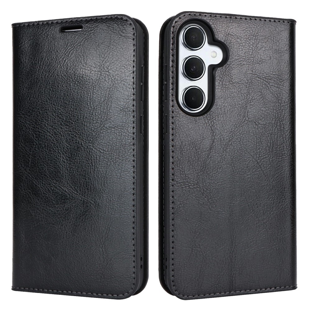 Samsung Galaxy S24 FE Handytasche aus Echtem Leder Schwarz