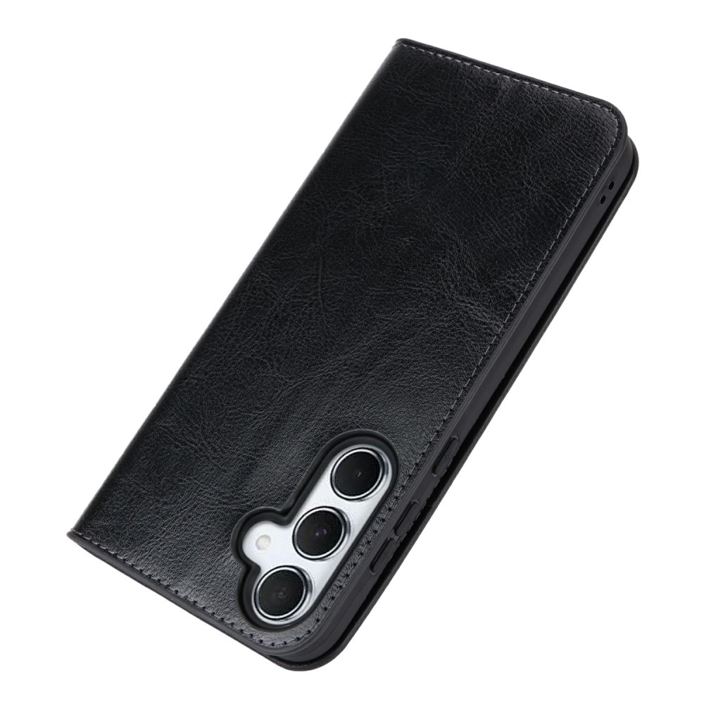 Samsung Galaxy S24 FE Handytasche aus Echtem Leder Schwarz