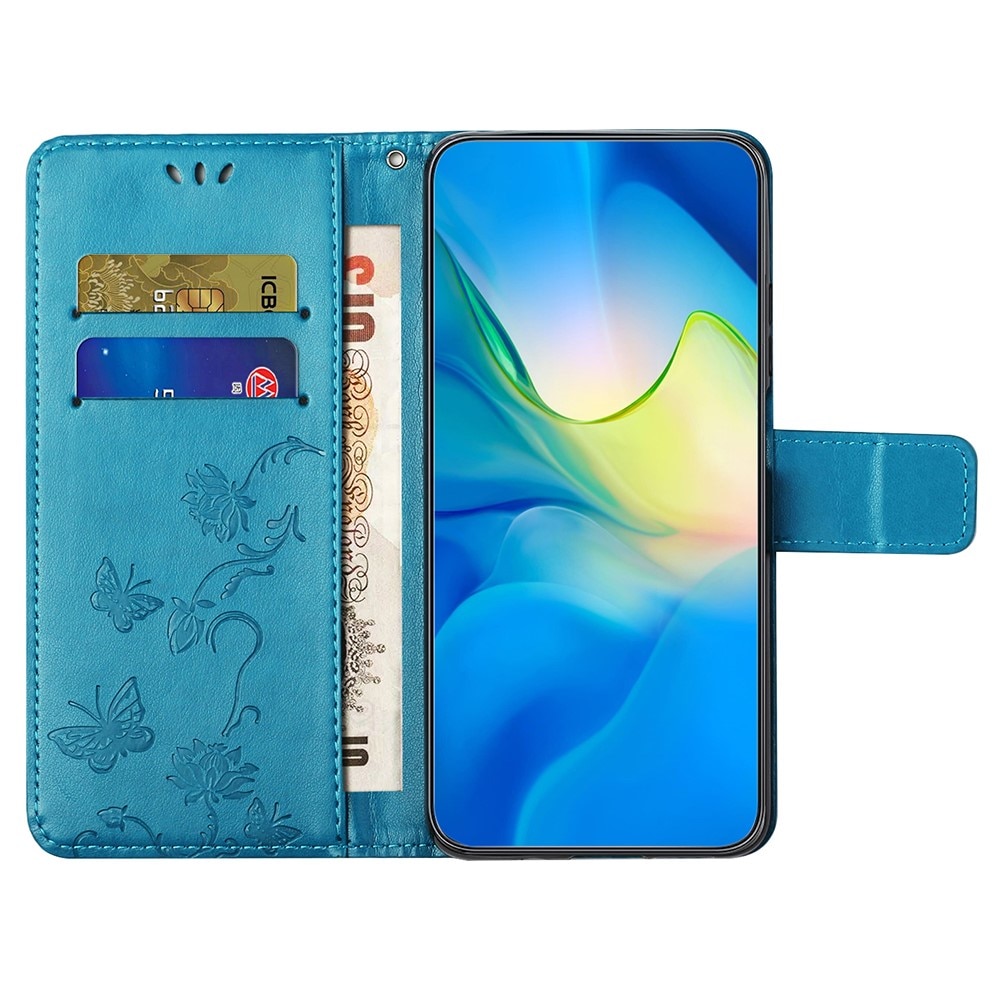 Motorola Moto G35 Handyhülle mit Schmetterlingsmuster, blau