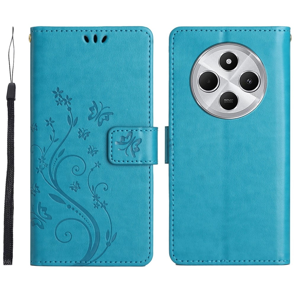 Xiaomi Redmi 14C Handyhülle mit Schmetterlingsmuster, Blau