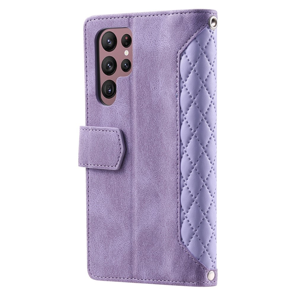 Samsung Galaxy S25 Ultra Brieftasche Hülle Quilted Lila