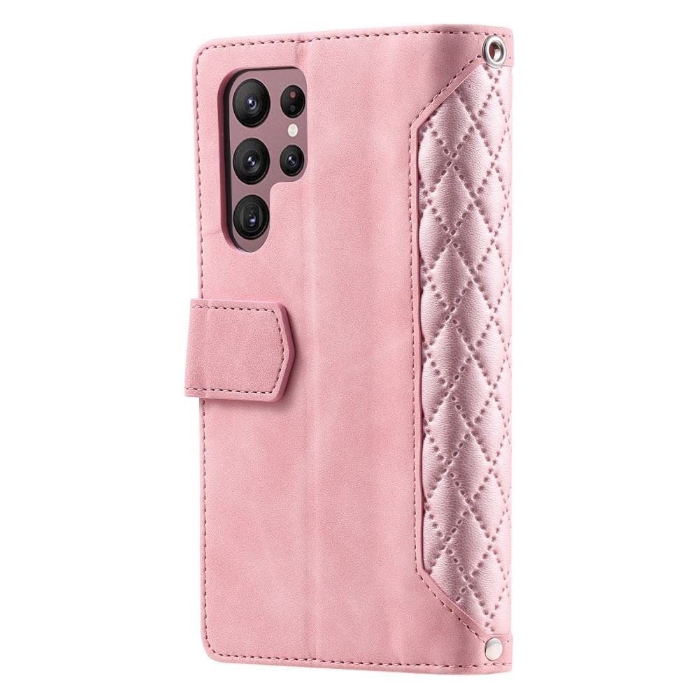 Samsung Galaxy S25 Ultra Brieftasche Hülle Quilted Rosa