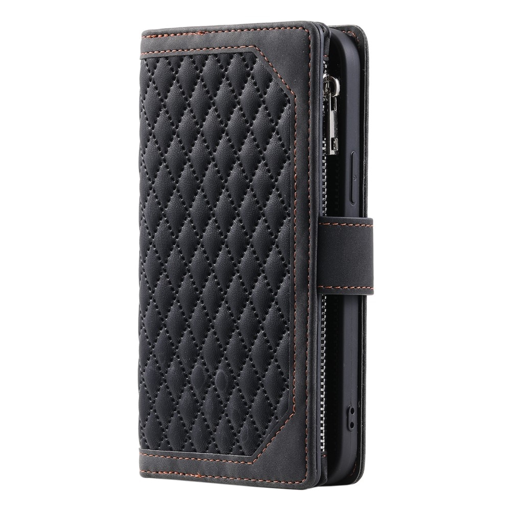 Samsung Galaxy S25 Brieftasche Hülle Quilted Schwarz