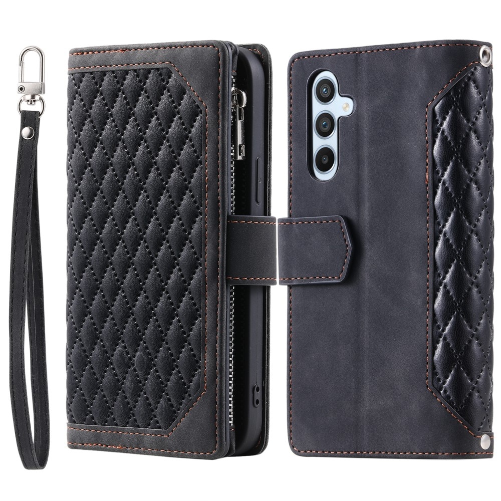 Samsung Galaxy S25 Brieftasche Hülle Quilted Schwarz