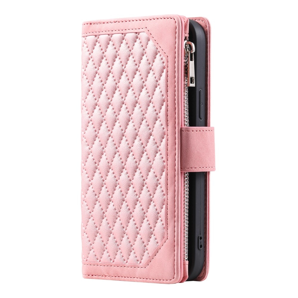 Samsung Galaxy S25 Plus Brieftasche Hülle Quilted Rosa