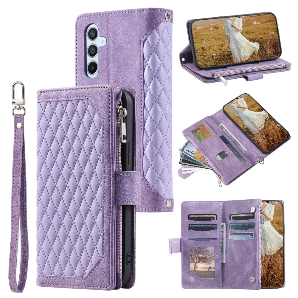 Samsung Galaxy S25 Brieftasche Hülle Quilted Lila