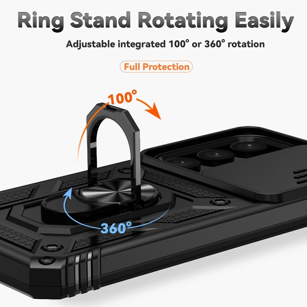 Samsung Galaxy S25 Hybrid-Hülle Ring + Kameraschutz Schwarz