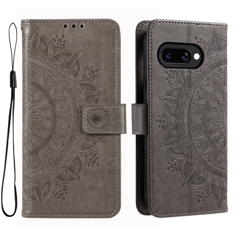 Google Pixel 9a Handytasche Mandala Grau