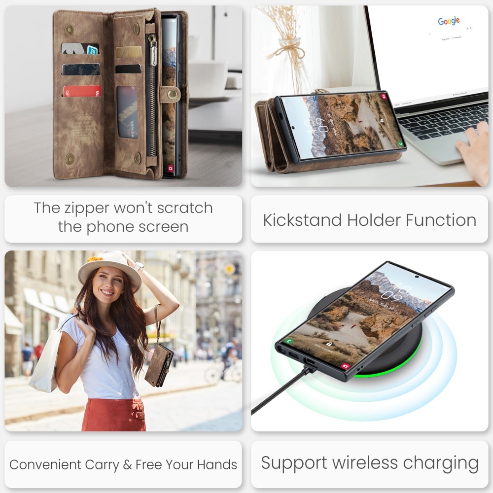 Multi-slot Portemonnaie-Hülle Samsung Galaxy S25 Ultra braun