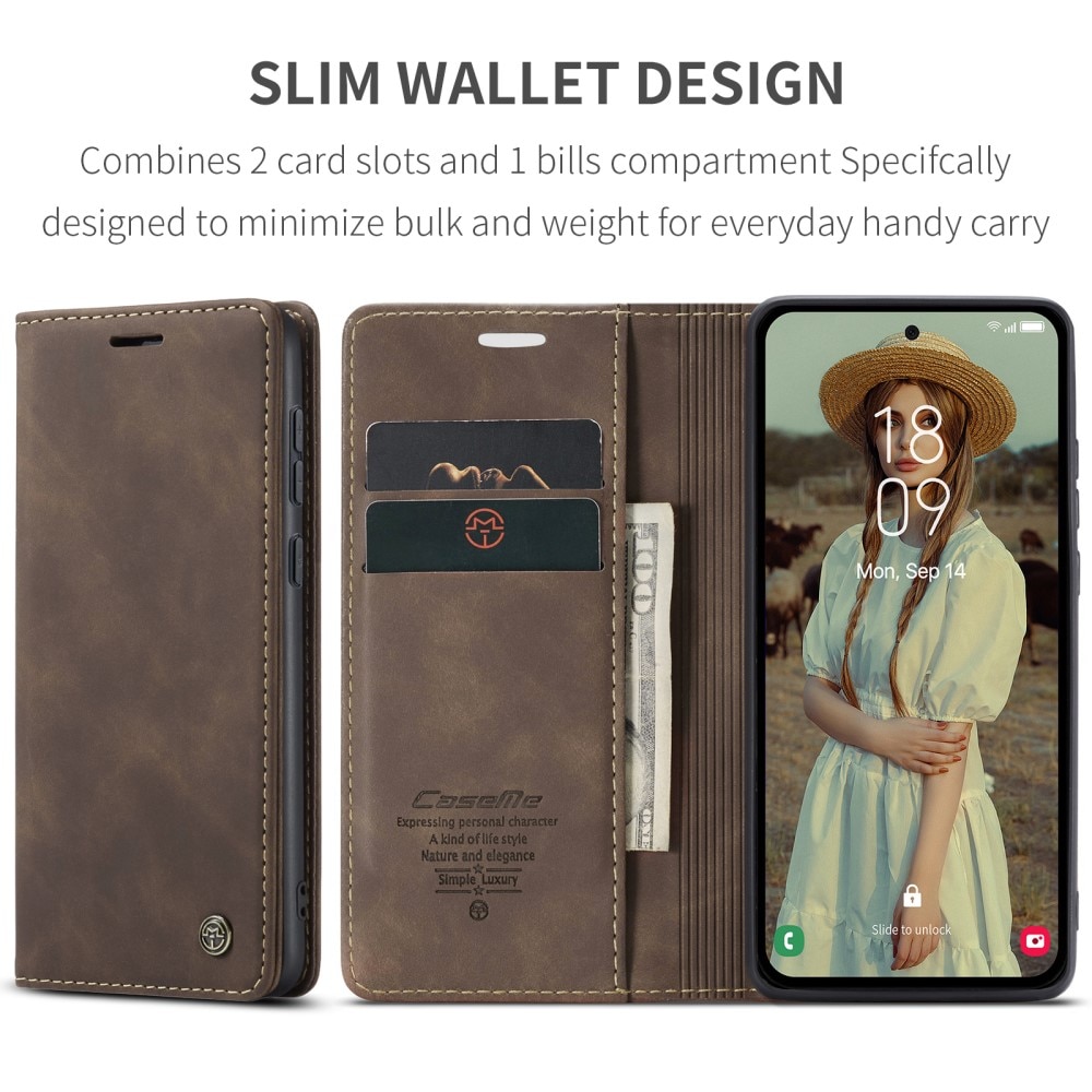 Slim Portemonnaie-Hülle Samsung Galaxy A56 Braun