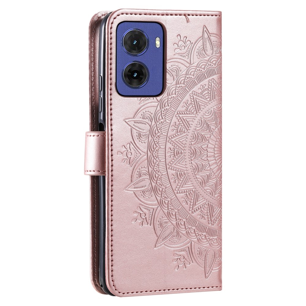 Motorola Moto E15 Handytasche Mandala roségold