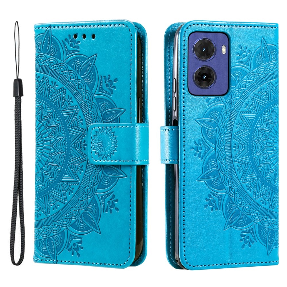 Motorola Moto E15 Handytasche Mandala blau