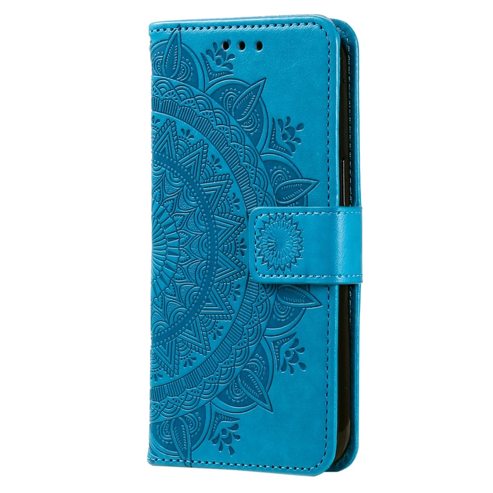 Motorola Moto E15 Handytasche Mandala blau