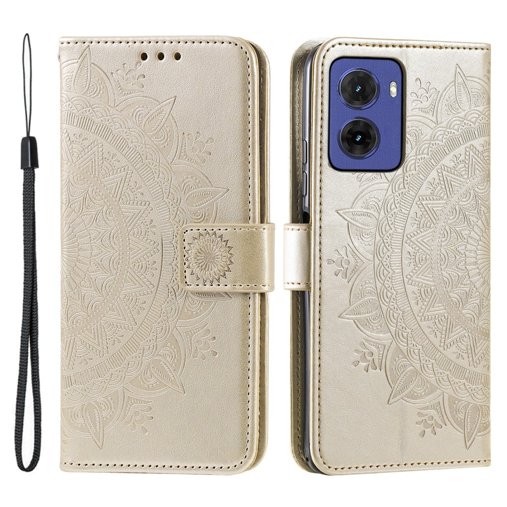 Motorola Moto E15 Handytasche Mandala gold