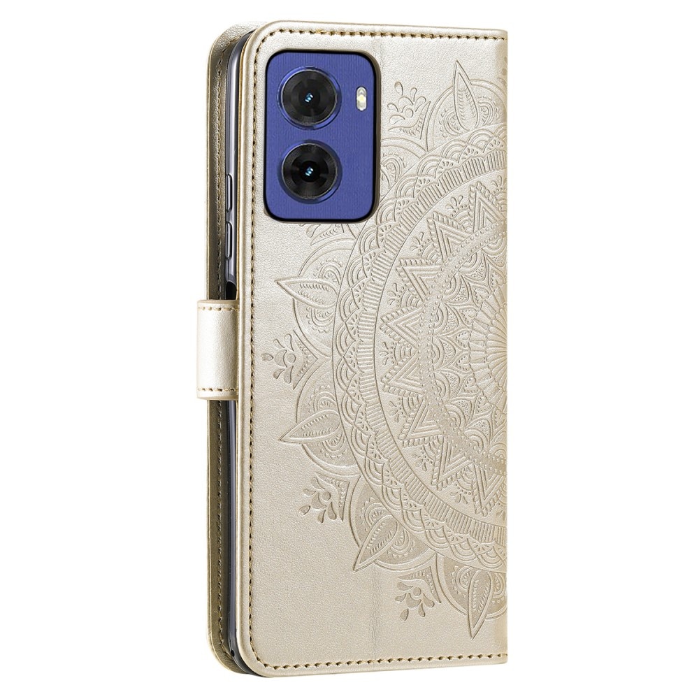 Motorola Moto E15 Handytasche Mandala gold