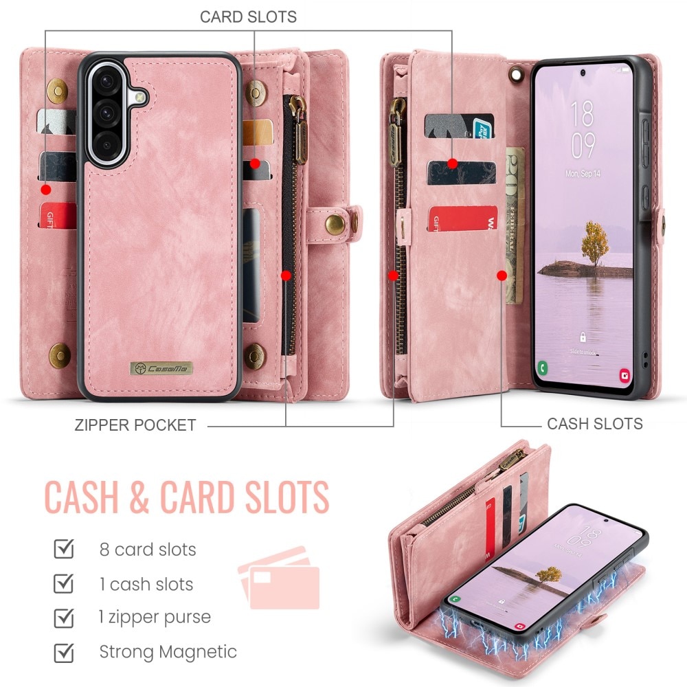 Multi-slot Portemonnaie-Hülle Samsung Galaxy A56 Rosa