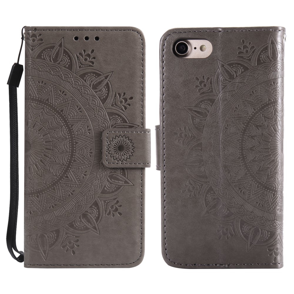 iPhone 16e Handytasche Mandala Grau