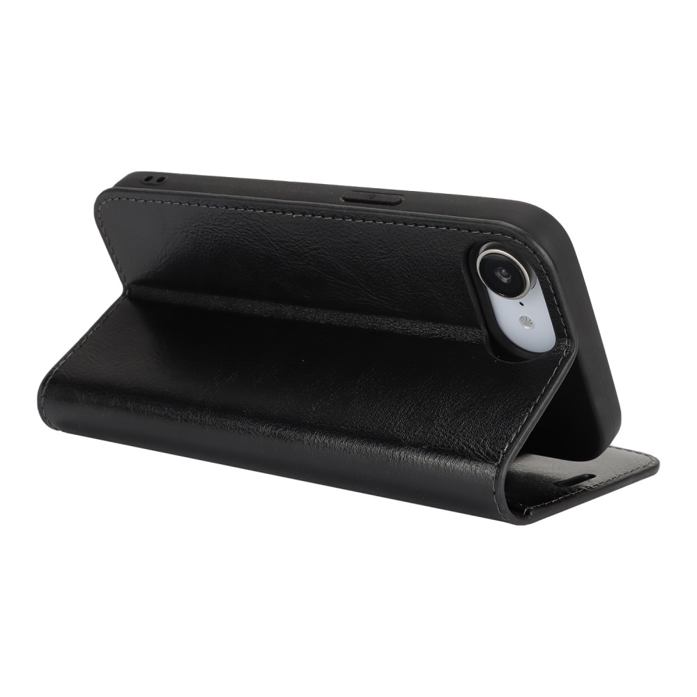 iPhone 16e Handytasche aus Echtem Leder Schwarz