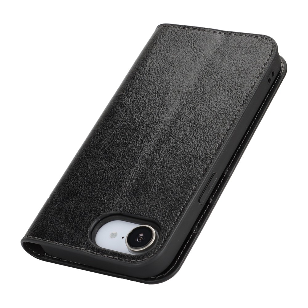 iPhone 16e Handytasche aus Echtem Leder Schwarz