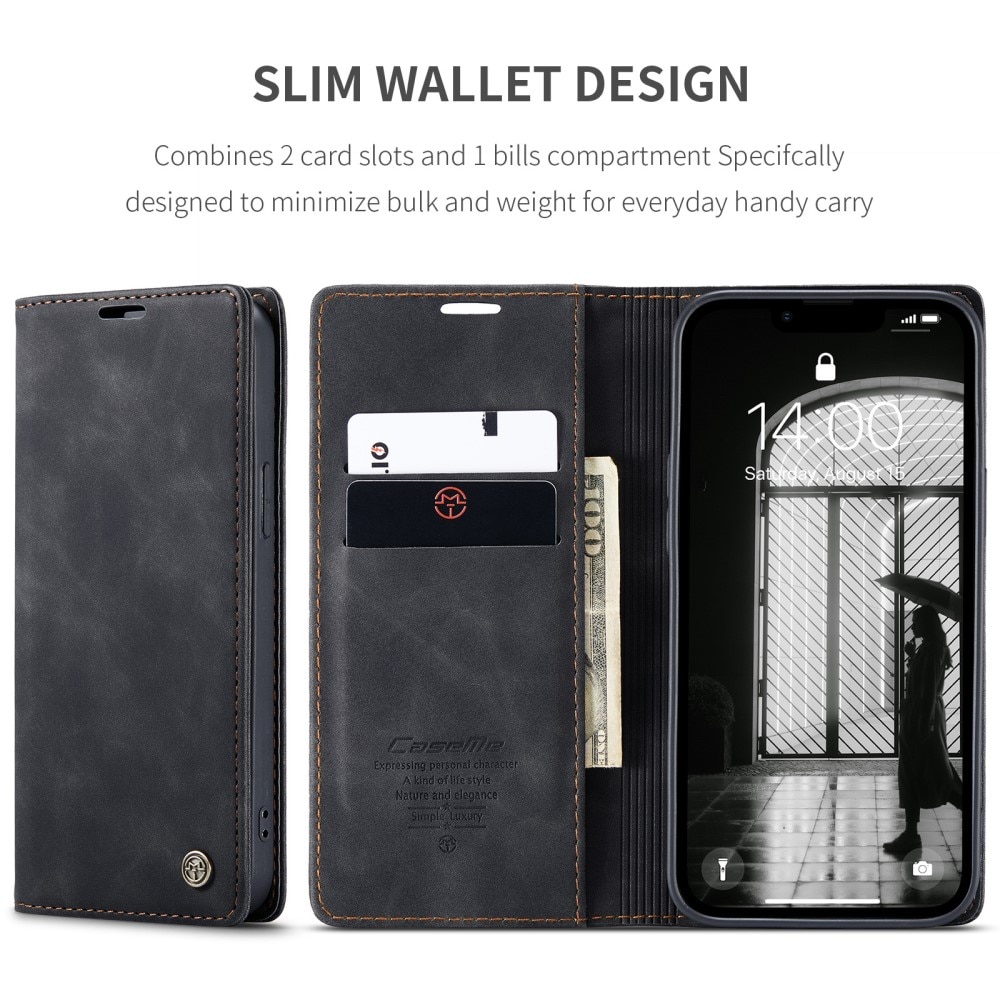 Slim Portemonnaie-Hülle iPhone 16e Schwarz