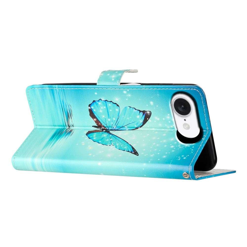 iPhone 16e Handytasche blaue Schmetterlinge