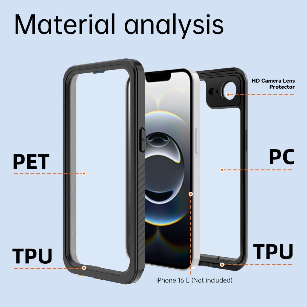 iPhone 16e Wasserdichte Hülle durchsichtig