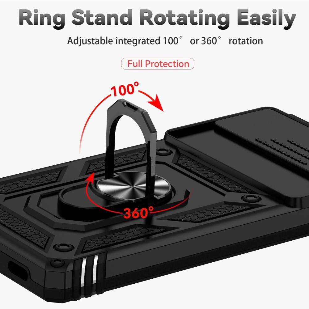 Google Pixel 6a Hybrid-Hülle Ring + Kameraschutz Schwarz