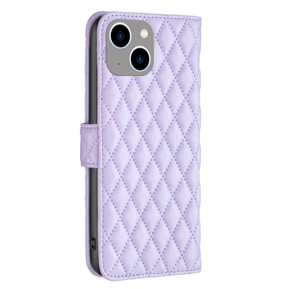 iPhone 15 Portemonnaie-Hülle Quilted lila