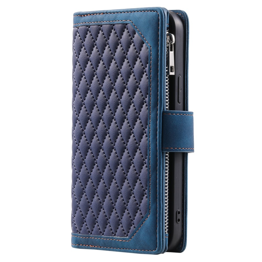 iPhone 15 Brieftasche Hülle Quilted Blau