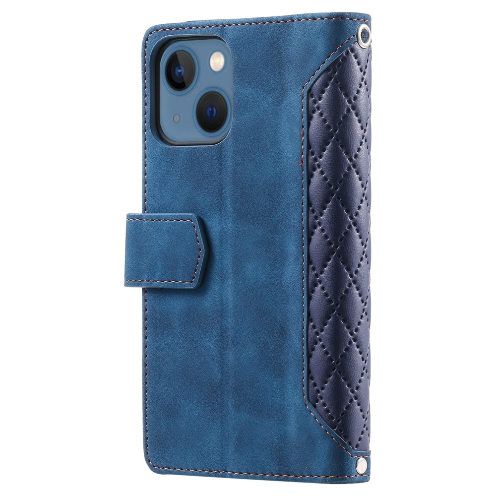 iPhone 15 Brieftasche Hülle Quilted Blau