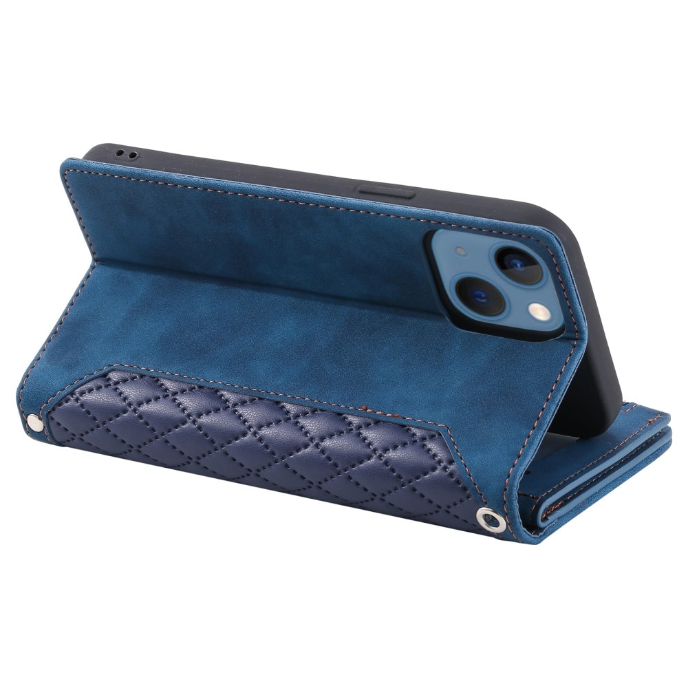 iPhone 15 Brieftasche Hülle Quilted Blau