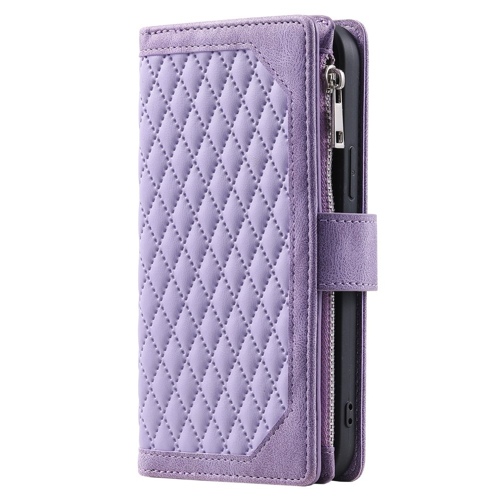 iPhone 15 Brieftasche Hülle Quilted Lila