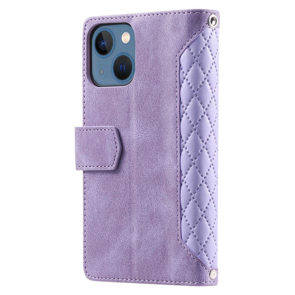 iPhone 15 Brieftasche Hülle Quilted Lila