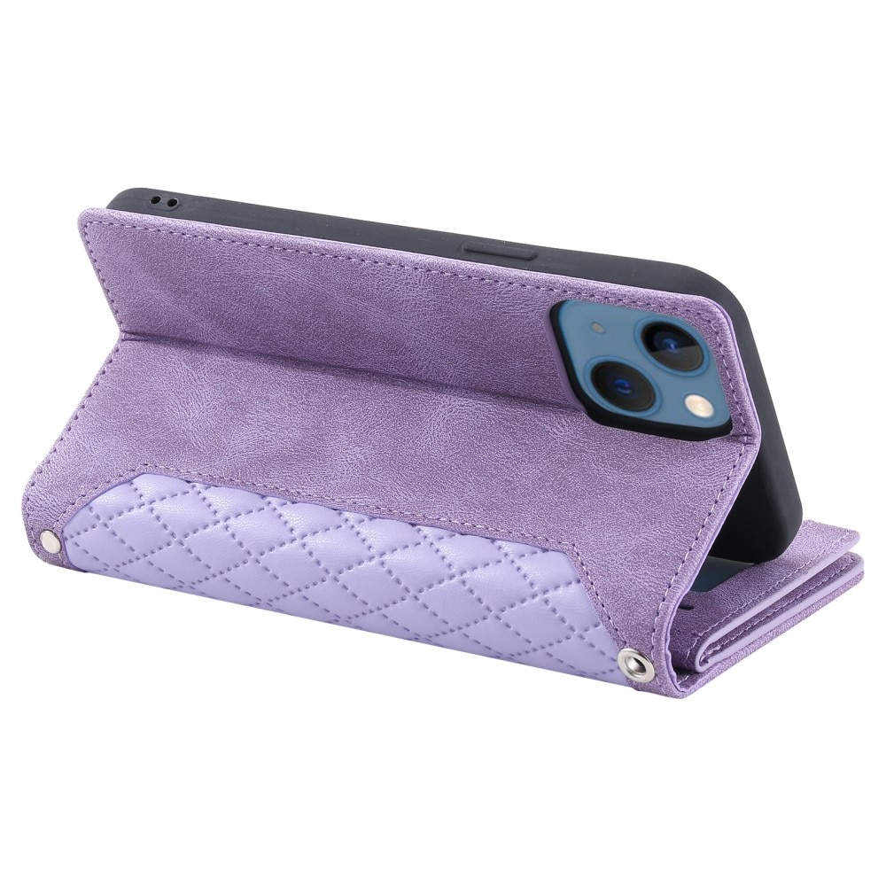 iPhone 15 Brieftasche Hülle Quilted Lila