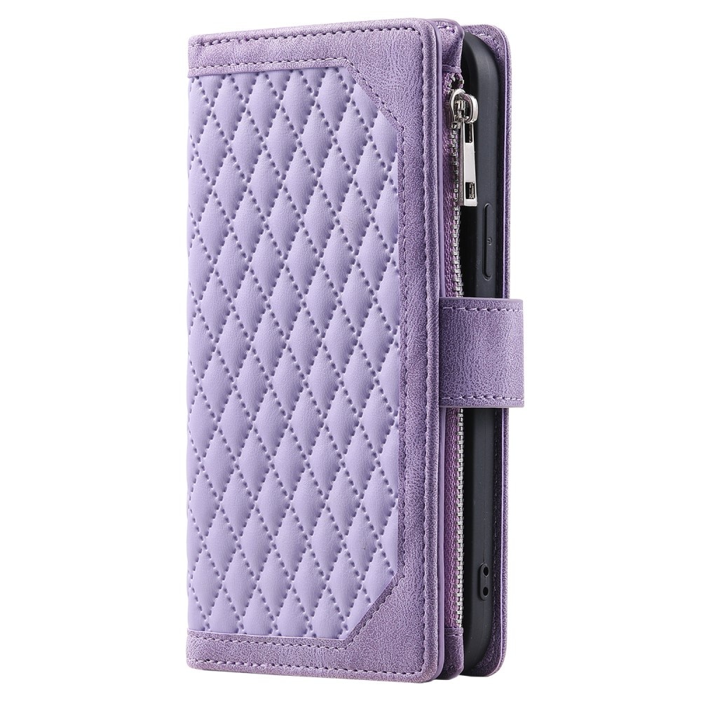 iPhone 15 Pro Brieftasche Hülle Quilted Lila