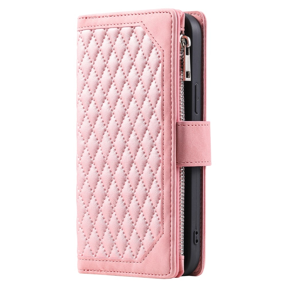 iPhone 15 Pro Brieftasche Hülle Quilted Rosa