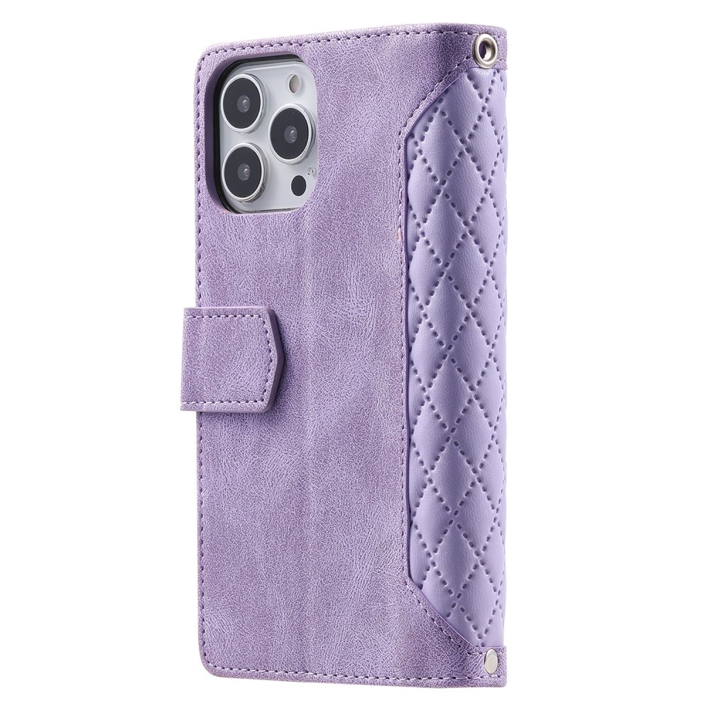 iPhone 15 Pro Max Brieftasche Hülle Quilted Lila