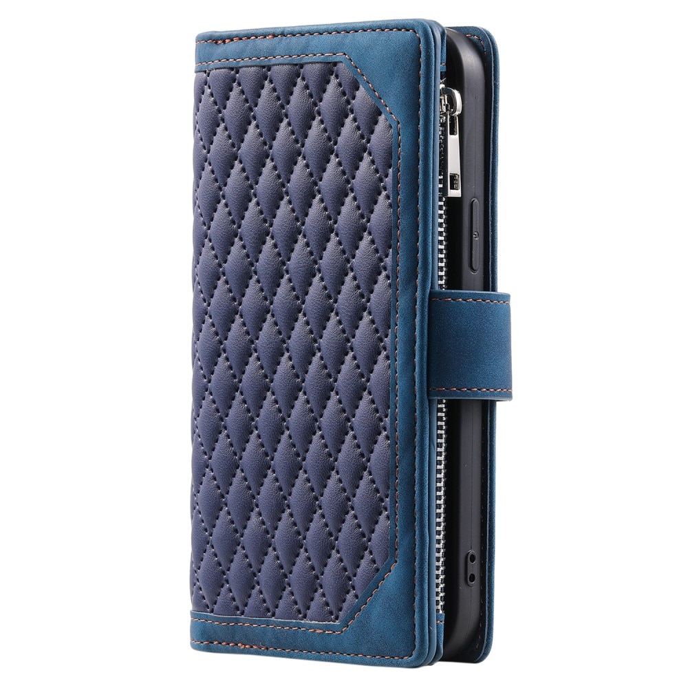 iPhone 15 Pro Max Brieftasche Hülle Quilted Blau