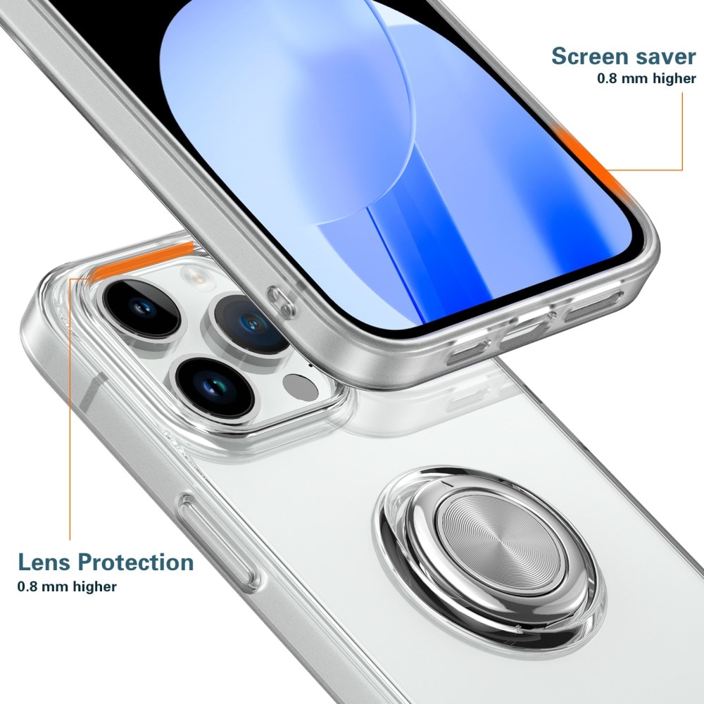 iPhone 15 Pro Max TPU-Kickstand-Hülle Finger Ring, transparent