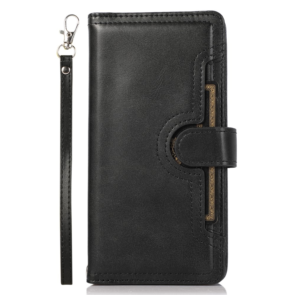 iPhone 15 Pro Zipper Multi Lederhülle Multi-slot schwarz